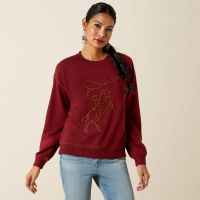 ARIAT WOMENS LASSO SWEATSHRT CABERNET