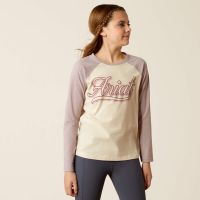 ARIAT YOUTH PONY SCRIPT BASEBALL TOP - NATURAL/HEATHER