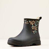 ARIAT LADIES KELMARSH SHORTIE WELLY BLACK WITH LEOPARD