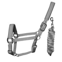 WOOF WEAR HEADCOLLAR & ROPE SET BRUSHED STEEL GREY