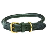 WEATHERBEETA ROLLED LEATHER DOG COLLAR BLACK