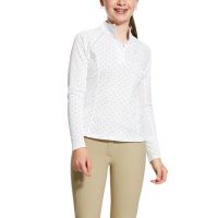 ARIAT GIRLS SUNSTOPPER 2.0 SHOW SHIRT WHITE/PLUM GREY DOT