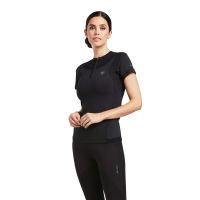 ARIAT WOMENS ASCENT ZIP CREW SHORT SLEEVE BASELAYER BLACK