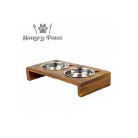 ANCOL RAISED WOODEN PET TWIN FEEDER 175ml BOWLS