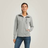ARIAT TEAM LOGO FULL ZIP SWEATSHIRT HEATHER GREY