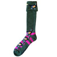 SHUTTLE SHOOTING/WALKING SOCKS - PHEASANT KHAKI/PINK