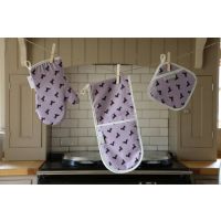 SAUSAGE DOG - DASCHUND DOUBLE OVEN GLOVE HOT PINK