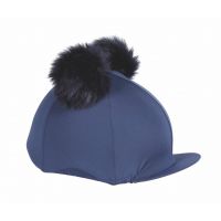 SHIRES DOUBLE POM POM HAT SILK NAVY
